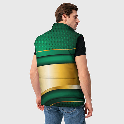 Мужской жилет Герб России на зеленой абстракции / 3D-Черный – фото 4