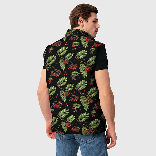 Мужской жилет Ветки рябины на черном / 3D-Черный – фото 4
