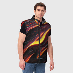 Мужской жилет Огонь сквозь расколы в плите как магическая лава, цвет: 3D-красный — фото 2