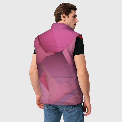 Мужской жилет Розовые геометрические фигуры / 3D-Красный – фото 4