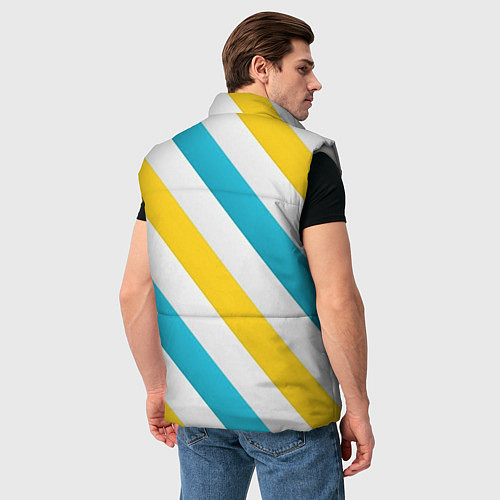 Мужской жилет Желтые и синие полосы / 3D-Светло-серый – фото 4