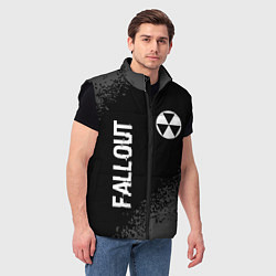 Мужской жилет Fallout glitch на темном фоне: надпись, символ, цвет: 3D-черный — фото 2