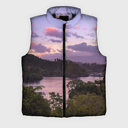Мужской жилет Пейзаж вечерней реки и леса, цвет: 3D-черный