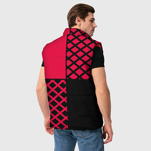 Мужской жилет Черно-красный геометрический узор / 3D-Красный – фото 4