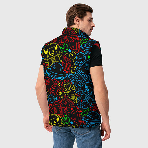 Мужской жилет Неоновый космический узор / 3D-Красный – фото 4