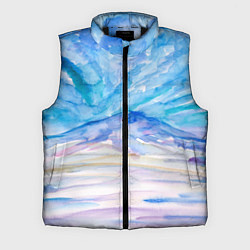 Мужской жилет Заснеженный пейзаж акварель, цвет: 3D-черный