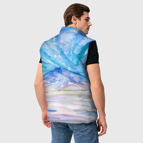 Мужской жилет Заснеженный пейзаж акварель / 3D-Черный – фото 4