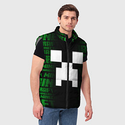 Мужской жилет Лицо Крипера - Майнкрафт, цвет: 3D-светло-серый — фото 2