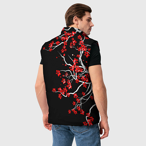 Мужской жилет Сакура в цвету / 3D-Черный – фото 4