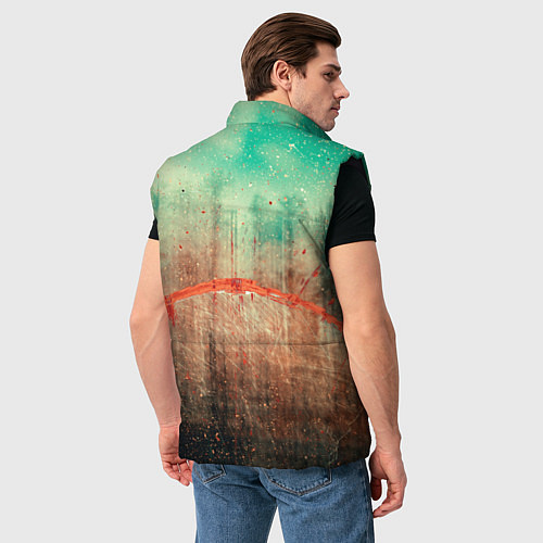 Мужской жилет Светло-зелёное небо, деревья и множество красок / 3D-Черный – фото 4