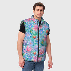 Мужской жилет Цветущий луг абстракция акварель, цвет: 3D-светло-серый — фото 2