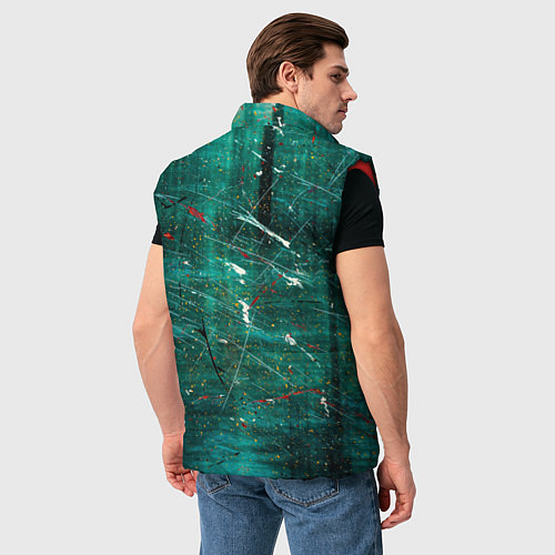 Мужской жилет Светло-зелёный туман, краски и царапины / 3D-Красный – фото 4