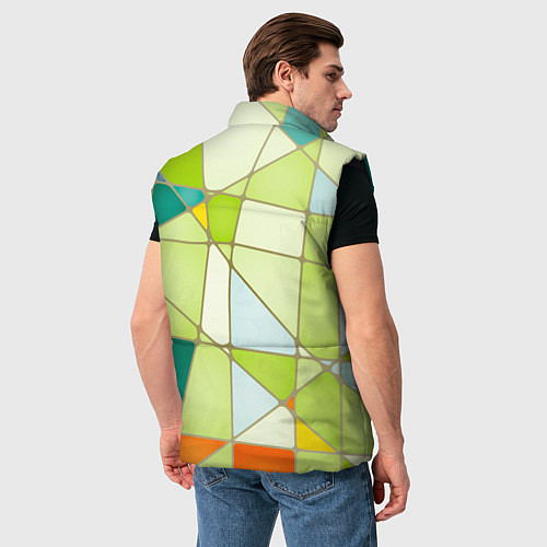 Мужской жилет Абстрактный салатовый стеклянный паттерн / 3D-Черный – фото 4