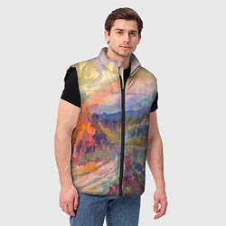 Мужской жилет Осенний пейзаж акварель, цвет: 3D-черный — фото 2
