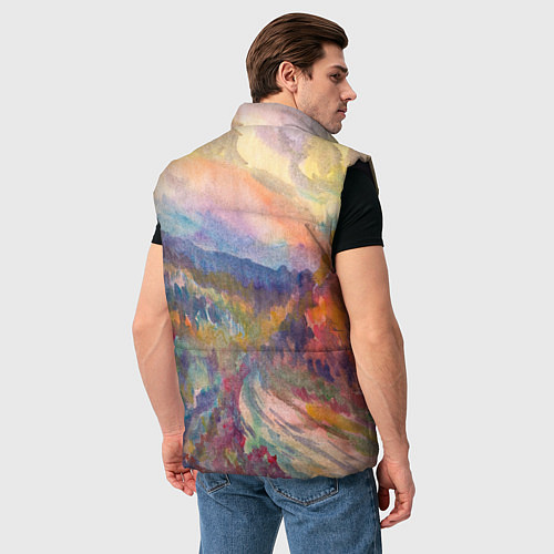 Мужской жилет Осенний пейзаж акварель / 3D-Черный – фото 4