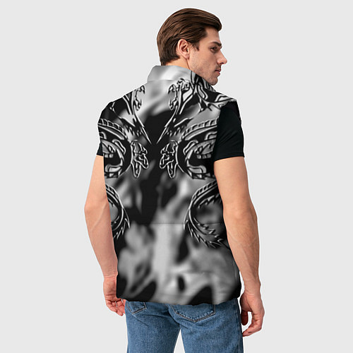 Мужской жилет Оттенки серого черные трайбл драконы татуировка / 3D-Черный – фото 4