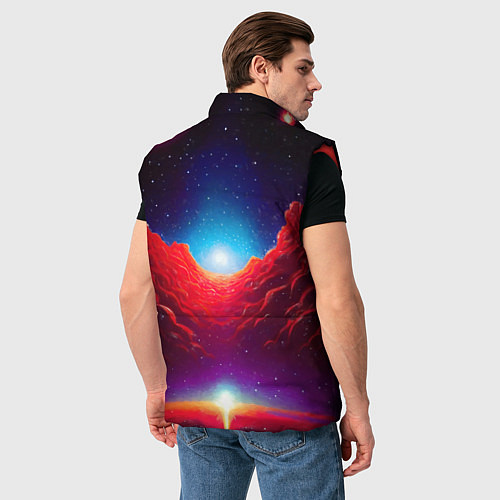 Мужской жилет Красные облака туманности в космическом пространст / 3D-Красный – фото 4