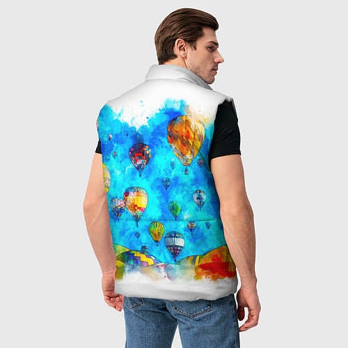 Мужской жилет Воздушные шары на фоне голубого неба рисунок / 3D-Черный – фото 4