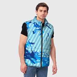 Мужской жилет Синие линии, цвет: 3D-черный — фото 2
