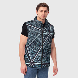 Мужской жилет Абстрактное множество технологичных связей, цвет: 3D-черный — фото 2