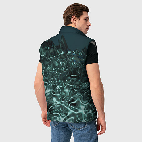 Мужской жилет Абстрактный голубой жидкий металл / 3D-Светло-серый – фото 4