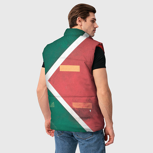 Мужской жилет Абстрактная красная и зелёная поверхность с линиям / 3D-Красный – фото 4