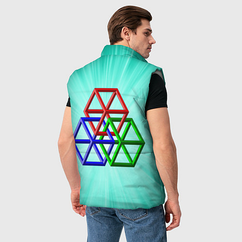 Мужской жилет Невозможная геометрия - оптическая иллюзия / 3D-Светло-серый – фото 4