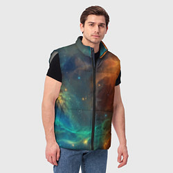 Мужской жилет Столкновение двух космических галактик, цвет: 3D-светло-серый — фото 2