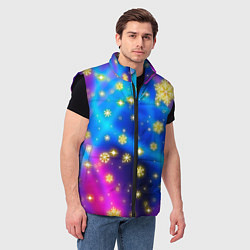 Мужской жилет Снежинки и звезды - яркие цвета, цвет: 3D-черный — фото 2