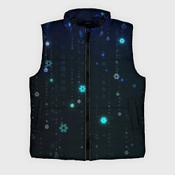 Мужской жилет Неоновый дождик из снежинок, цвет: 3D-черный