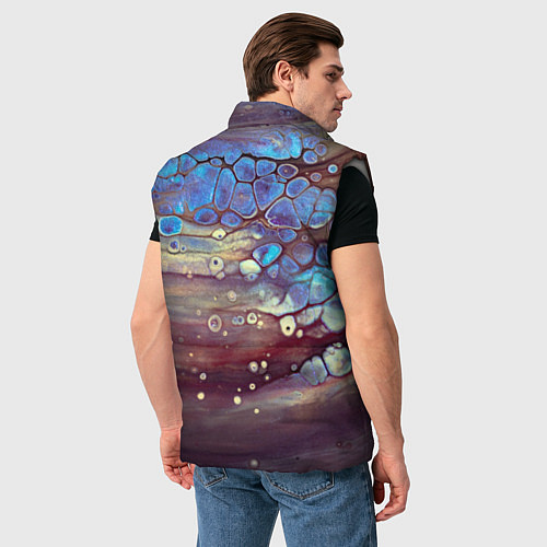 Мужской жилет Тёмный песок и синие блестящие камни / 3D-Светло-серый – фото 4