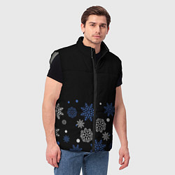 Мужской жилет Снежинки - Новогодние, цвет: 3D-светло-серый — фото 2