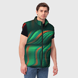 Мужской жилет Абстрактные объёмные полосы, цвет: 3D-красный — фото 2