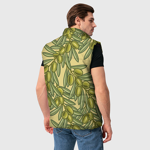 Мужской жилет Винтажные ветви оливок / 3D-Черный – фото 4