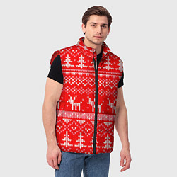 Мужской жилет Рождественский красный свитер с оленями, цвет: 3D-красный — фото 2
