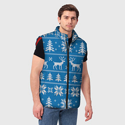 Мужской жилет Рождественский синий свитер с оленями, цвет: 3D-красный — фото 2
