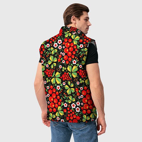 Мужской жилет Русские узоры - цветы и ягоды / 3D-Светло-серый – фото 4