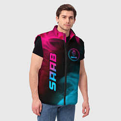 Мужской жилет Saab - neon gradient: надпись, символ, цвет: 3D-черный — фото 2