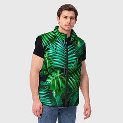 Мужской жилет Тропические растения - текстура, цвет: 3D-черный — фото 2