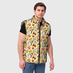 Мужской жилет Новогодний фон со снеговиками и подарками, цвет: 3D-светло-серый — фото 2