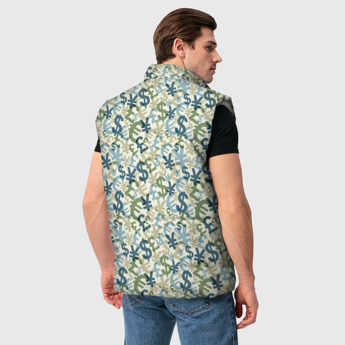 Мужской жилет Значки валют / 3D-Светло-серый – фото 4