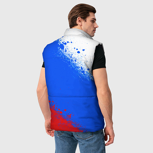 Мужской жилет Флаг России - триколор / 3D-Черный – фото 4