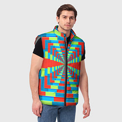 Мужской жилет Разноцветный туннель - оптическая иллюзия, цвет: 3D-светло-серый — фото 2