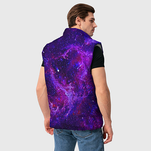 Мужской жилет Неоновый космос и звезды / 3D-Светло-серый – фото 4