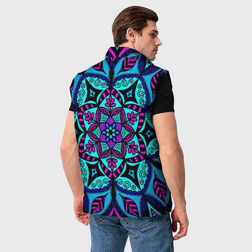 Мужской жилет Яркая цветная мандала / 3D-Черный – фото 4