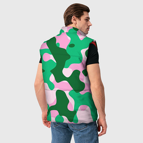 Мужской жилет Абстрактные зелёно-розовые пятна / 3D-Красный – фото 4