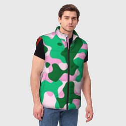 Мужской жилет Абстрактные зелёно-розовые пятна, цвет: 3D-красный — фото 2