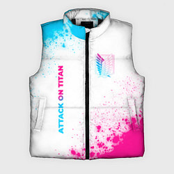 Мужской жилет Attack on Titan neon gradient style: надпись, симв, цвет: 3D-черный