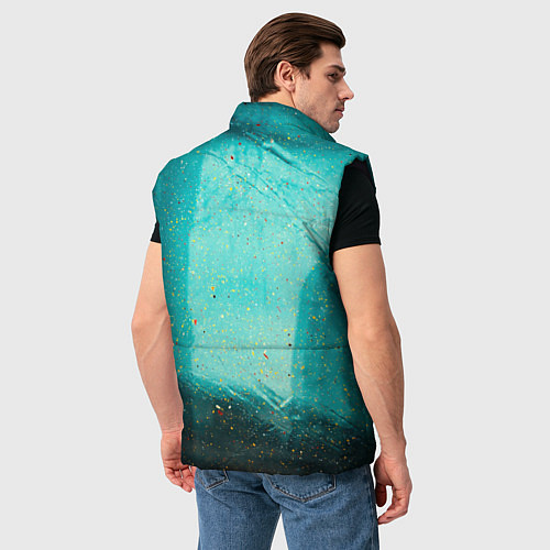 Мужской жилет Сине-зелёный туман и мазки красок / 3D-Черный – фото 4