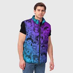 Мужской жилет Ахегао красивый неон, цвет: 3D-черный — фото 2